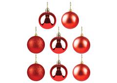 BOLA NATAL LISA TUBO 3CM C/7 VERMELHA