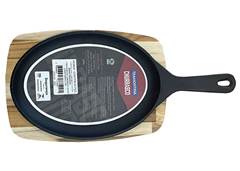 CONJUNTO TABUA MADEIRA TECA GRILL OVAL P/CHURRASCO C/2 PECAS