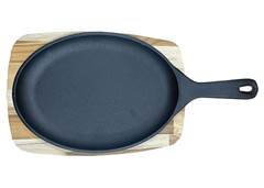 CONJUNTO TABUA MADEIRA TECA GRILL OVAL P/CHURRASCO C/2 PECAS