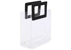 SACOLA PVC RET 16X14X7 C/ALCA TRANSP/PT