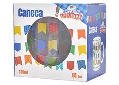 CANECA VIDRO JUNINA BANDEIRINHAS 320ML