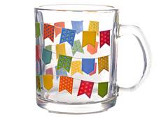 CANECA VIDRO JUNINA BANDEIRINHAS 320ML