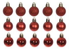BOLA NATAL MISTA FLORARTE 3D C/15 VERMEL