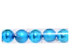 BOLA NATAL MISTA 8CM C/5 AZUL CLARO