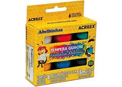 TINTA GUACHE 15ML ACRILEX C/6 METALLIC