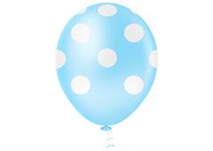 BALAO DECOR.BOLINHA 10 AZUL CLARO/BRAN