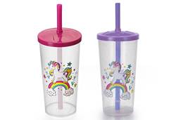COPO C/CANUDO 600ML UNICORNIO 