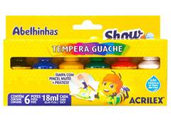 TINTA GUACHE 18ML ACRILEX C/6 PINCEL