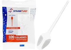 COLHER MINI STRAWPLAST CRISTAL C/100