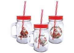 JARRA VIDRO 450ML NATAL C/CANUDO YANG