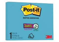 POST-IT AZUL ELETRICO 76MMX102MM C/90F