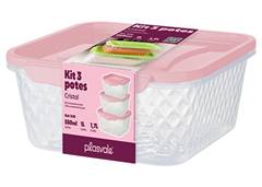 POTE C/3 RETANGULAR CRISTAL PLASVALE