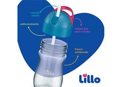 COPO C/CANUDO LILLO 300ML SIL AZUL630221