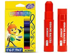 TINTA GUACHE BASTAO 10G ACRILEX C/6 SORT