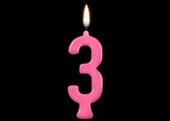VELA PARABENS NUMERO 3 PINK C/1 REGINA