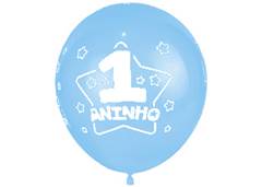 BALAO DECOR. BOLINHA AZUL 1 ANO 10 C/25