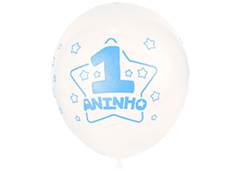 BALAO DECOR. BOLINHA AZUL 1 ANO 10 C/25