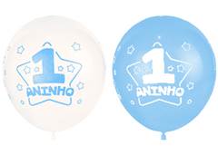 BALAO DECOR. BOLINHA AZUL 1 ANO 10 C/25