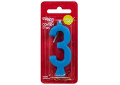 VELA PARABENS NUMERO 3 AZUL C/1 REGINA